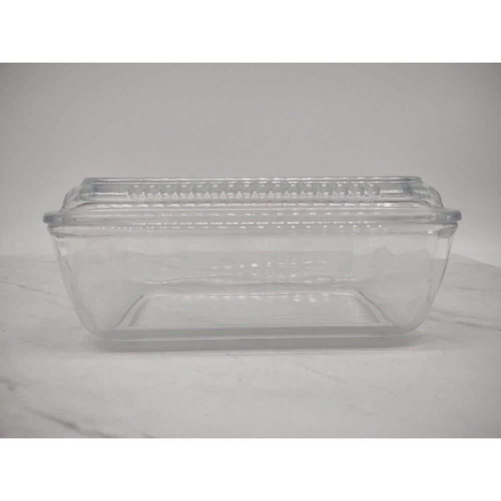 Vintage Pasabahce Ribbed Clear Glass Refrigerator Dish Butter Dish 4” X 6.5 Inch